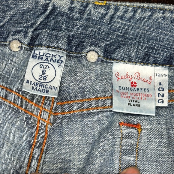 Lucky Brand Dungarees Vital Flare Wide Leg Long Length Jeans Size 6 (28) GUC - Picture 9 of 14
